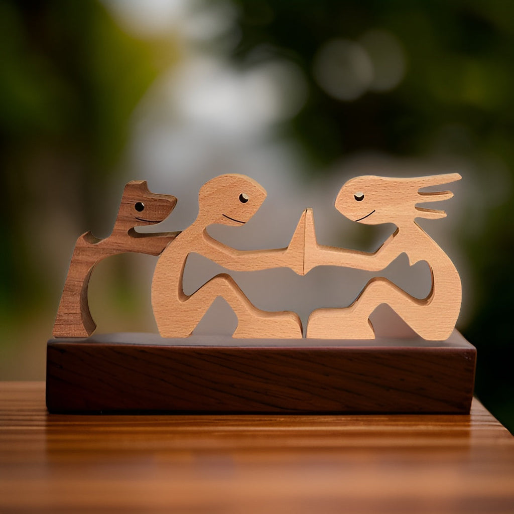 Un lien sincère | Sculpture artisanale en bois de Taavita et d’un humain