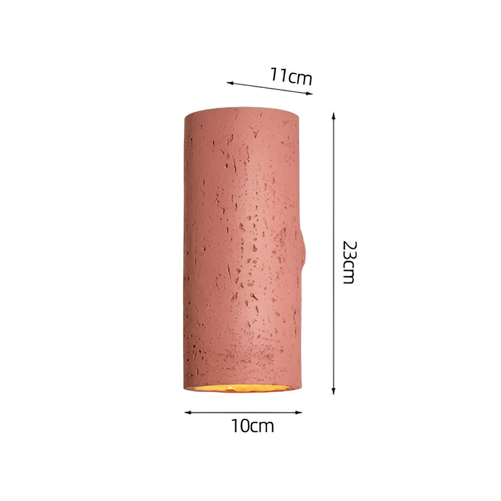 Lampu Dinding Tiub Silinder - Lampu Dinding Batu Wabi-Sabi | Lampu Sorot LED dengan Pencahayaan Atas dan Bawah
