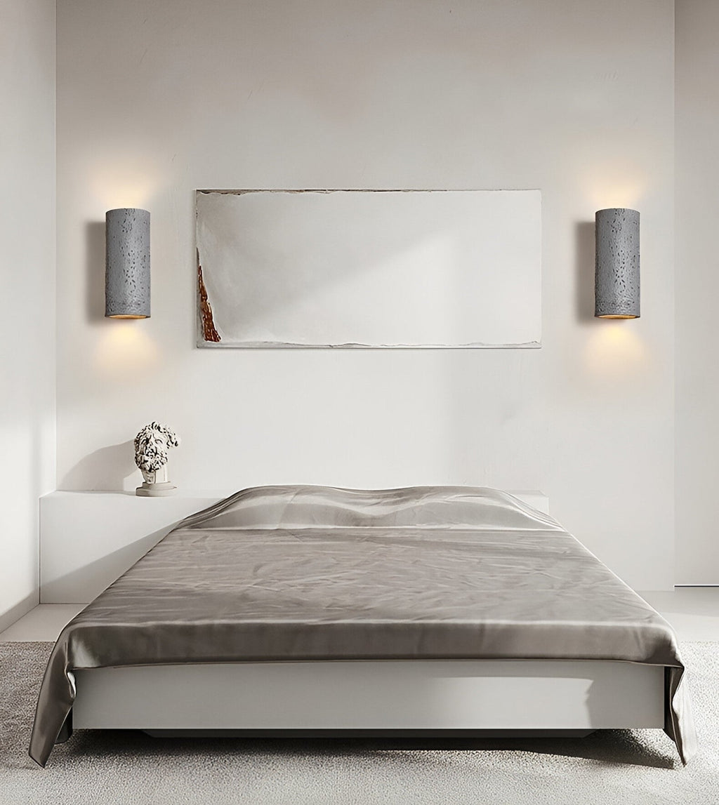 Lampu Dinding Tiub Silinder - Lampu Dinding Batu Wabi-Sabi | Lampu Sorot LED dengan Pencahayaan Atas dan Bawah