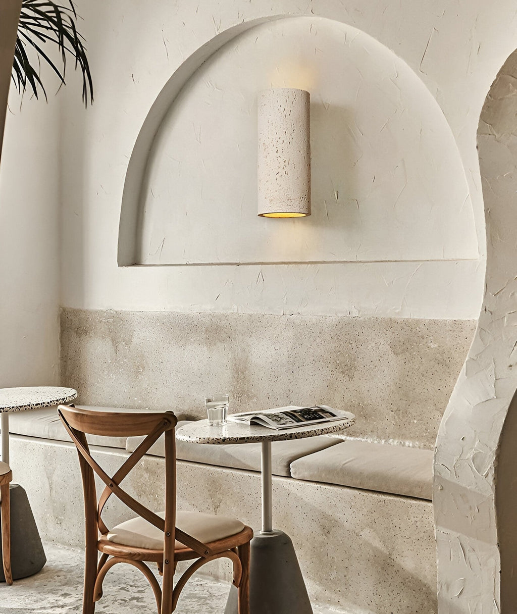 Lampu Dinding Tiub Silinder - Lampu Dinding Batu Wabi-Sabi | Lampu Sorot LED dengan Pencahayaan Atas dan Bawah