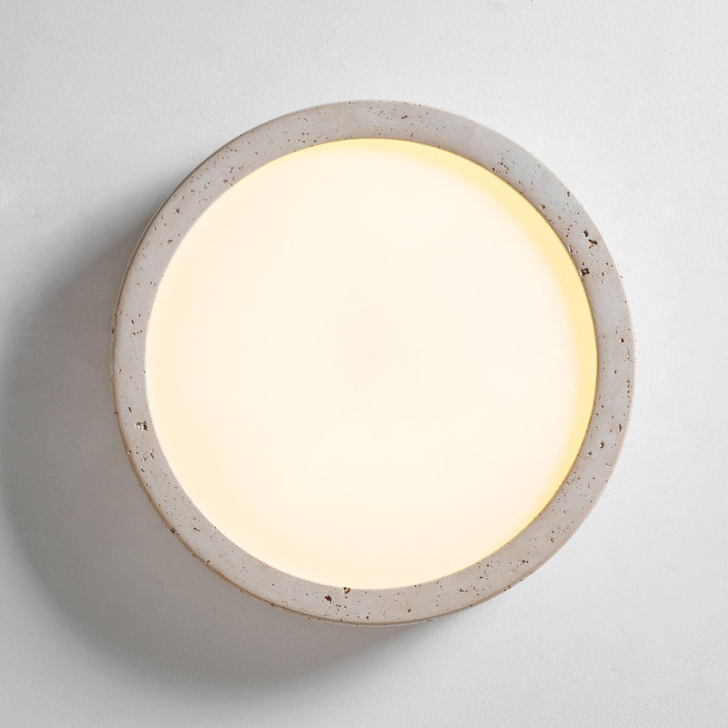 Lampa sufitowa Horizon z trawertynu — ściemnialna Triac, minimalistyczna rama