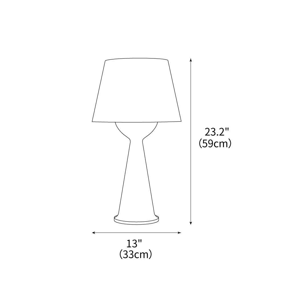 Konisk bordlampe i tre, Solis — kompakt profil, dimbar sokkel, integrert bryter