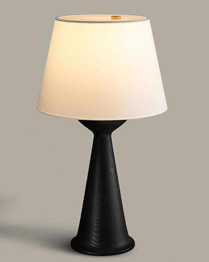 Konisk bordlampe i tre, Solis — kompakt profil, dimbar sokkel, integrert bryter