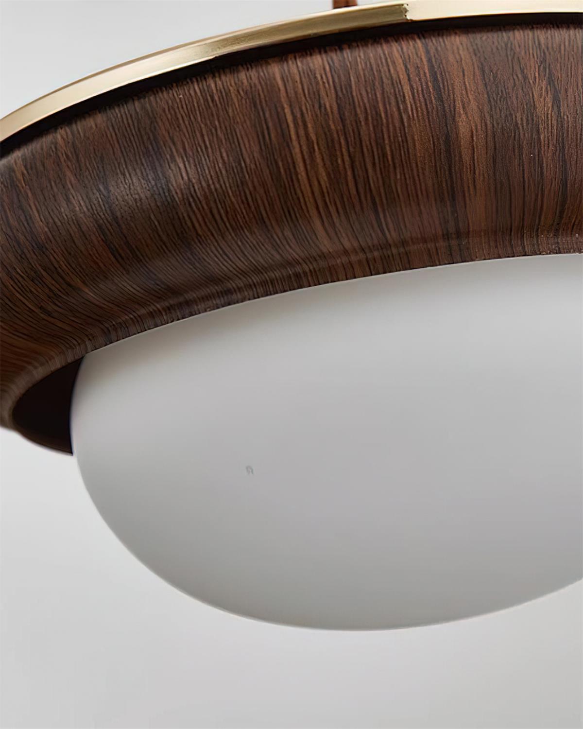 Lampada a sospensione da soffitto Quillon con anello in legno