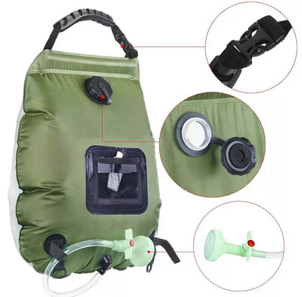 Borsa Doccia Solare SunGlow con Tubo Staccabile e Interruttore Accensione/Spegnimento