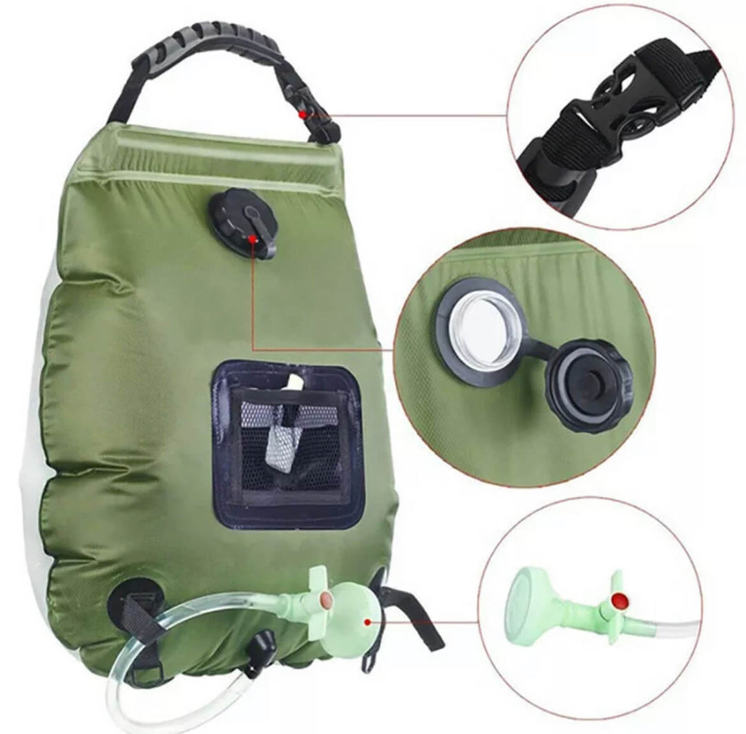 Borsa Doccia Solare SunGlow con Tubo Staccabile e Interruttore Accensione/Spegnimento