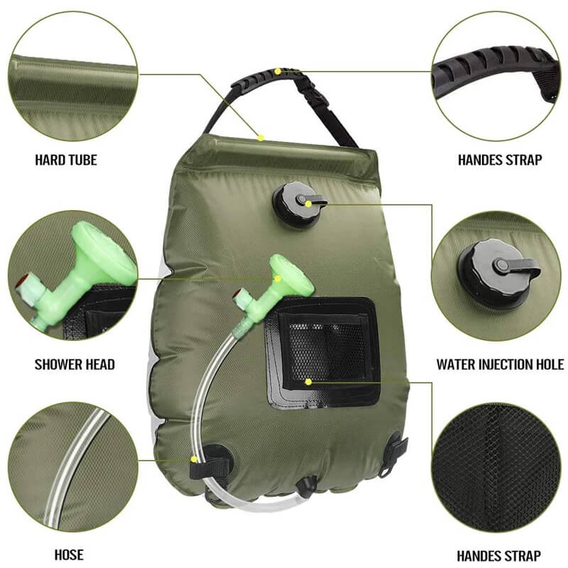 Borsa Doccia Solare SunGlow con Tubo Staccabile e Interruttore Accensione/Spegnimento