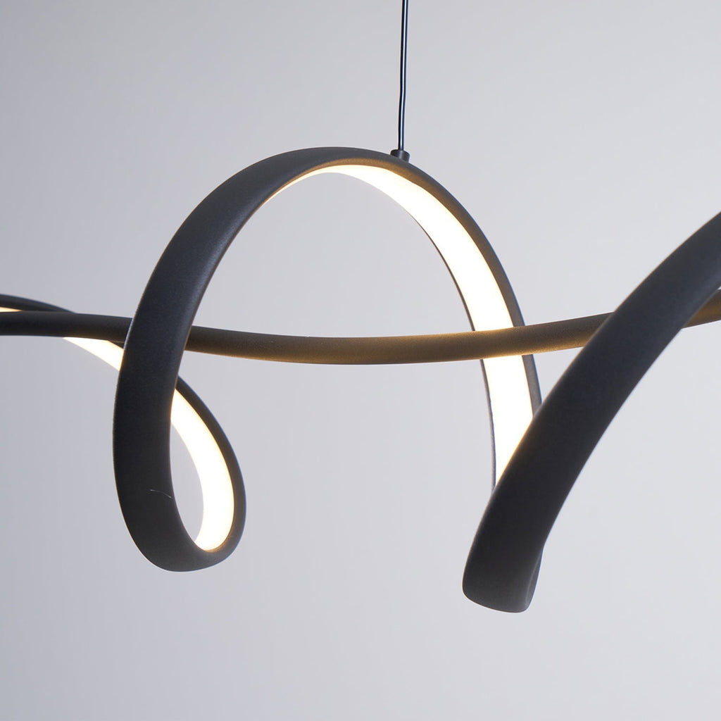 Aveline Wave LED Pendant Light — Black Modern Curve, Hardwired Mount