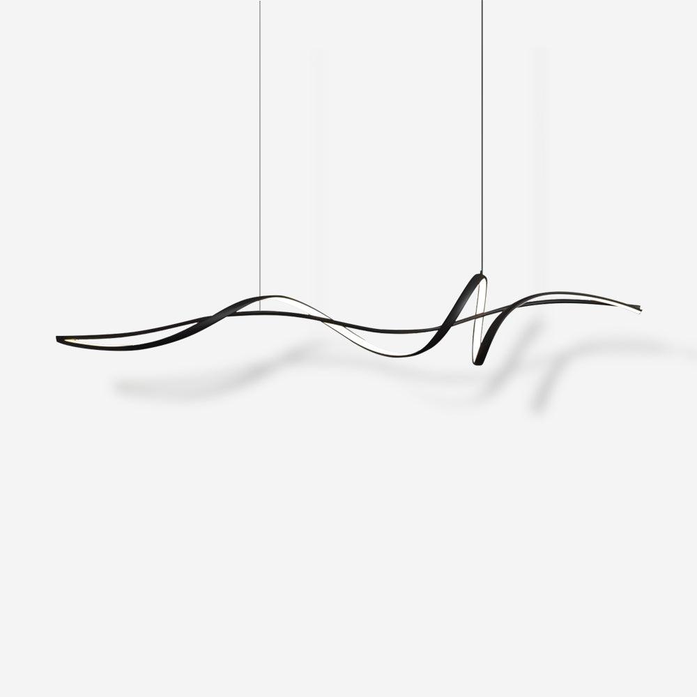 Aveline Wave LED Pendant Light — Black Modern Curve, Hardwired Mount