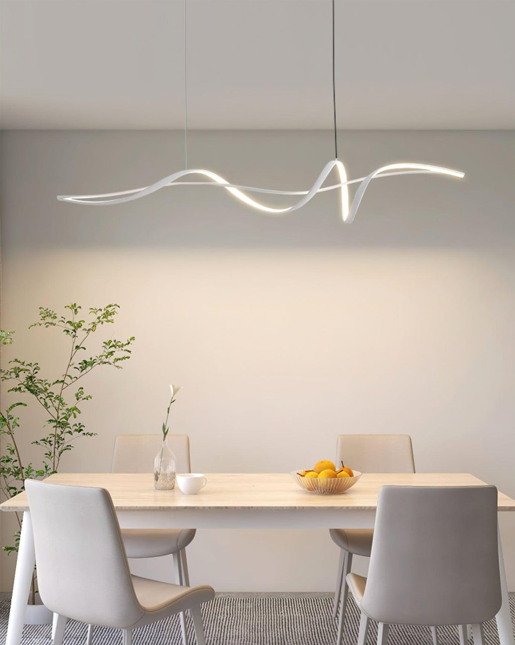Aveline Wave LED Pendant Light — Black Modern Curve, Hardwired Mount