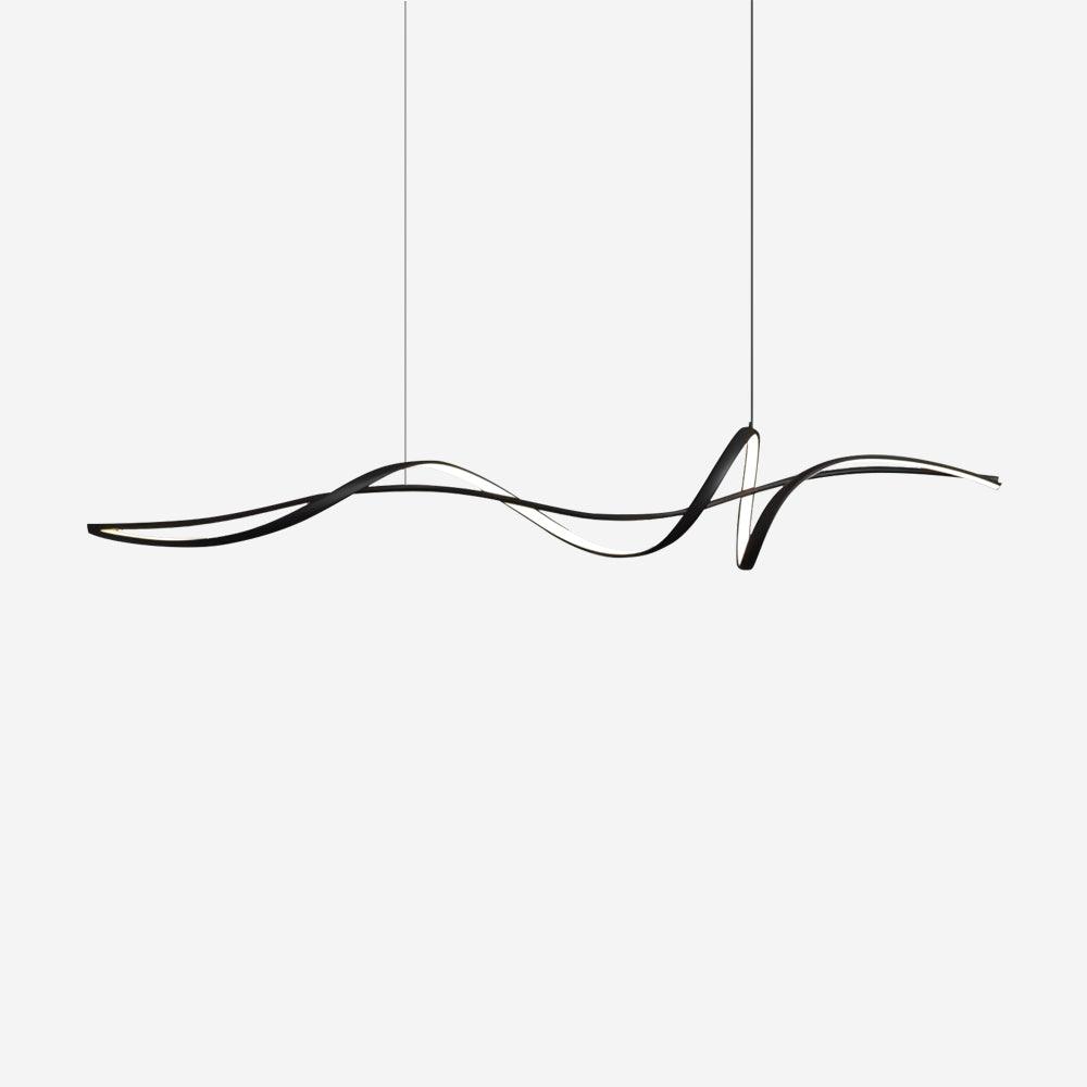 Aveline Wave LED Pendant Light — Black Modern Curve, Hardwired Mount