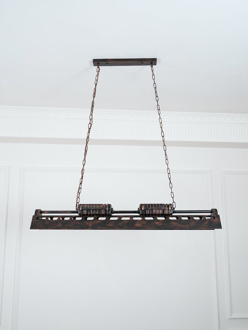 Lampadario industriale rettangolare in stile steampunk