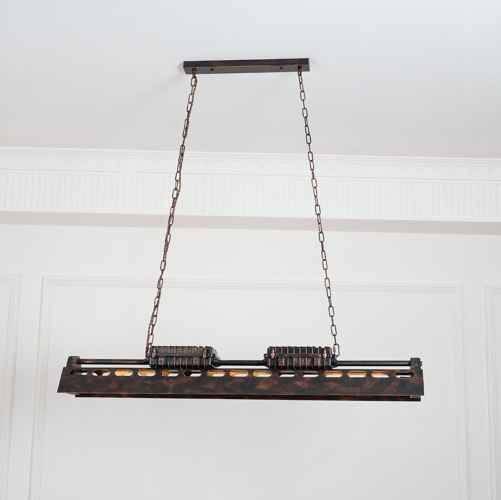 Lampadario industriale rettangolare in stile steampunk