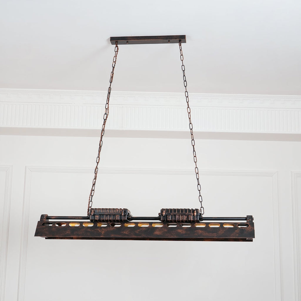 Lámpara de araña industrial steampunk Noah — iluminación cálida vintage