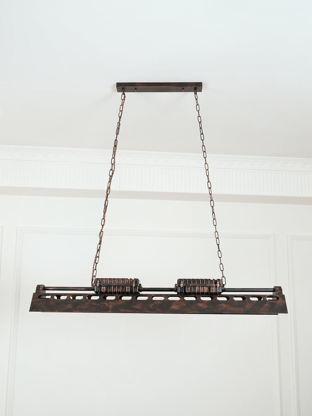 Lampadario industriale rettangolare in stile steampunk