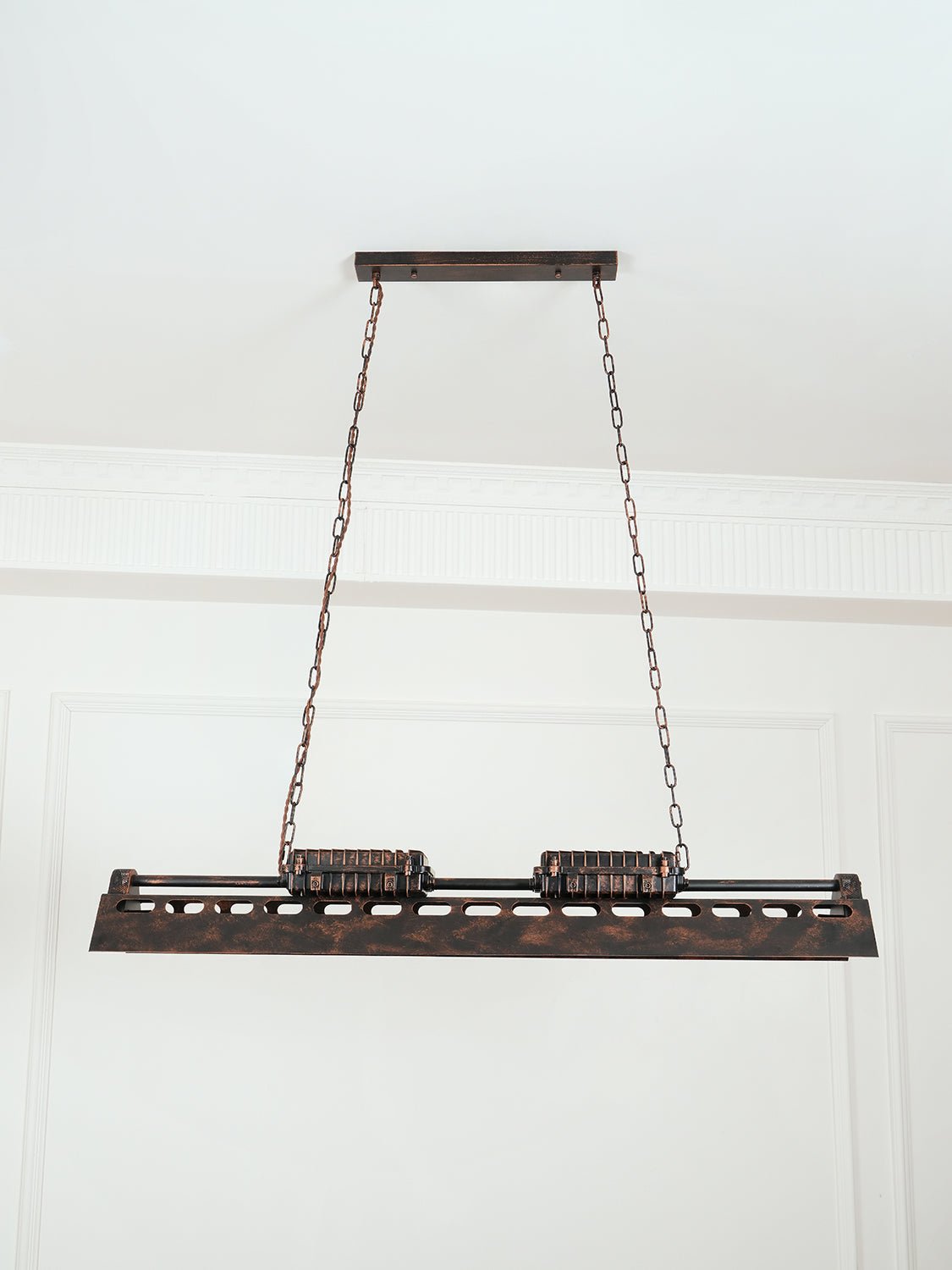 Lampadario industriale rettangolare in stile steampunk