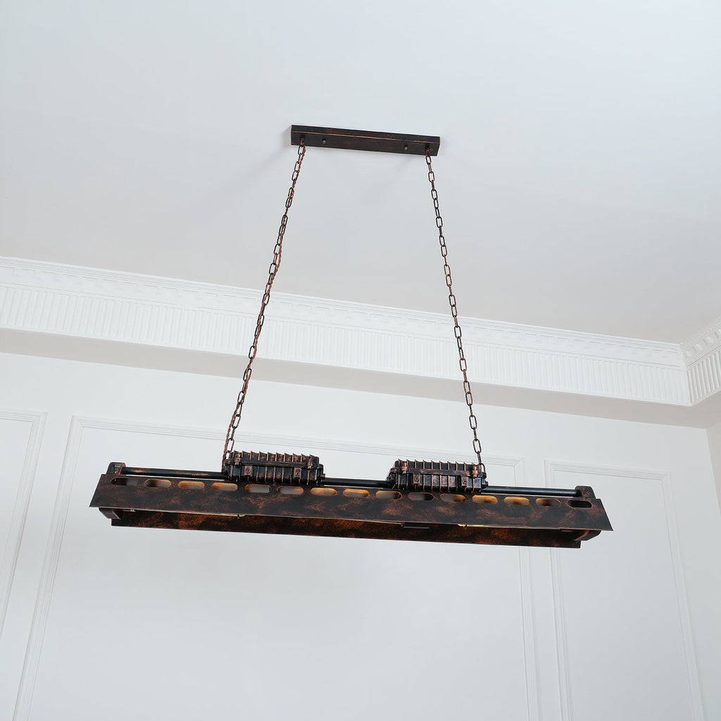 Lampadario industriale rettangolare in stile steampunk