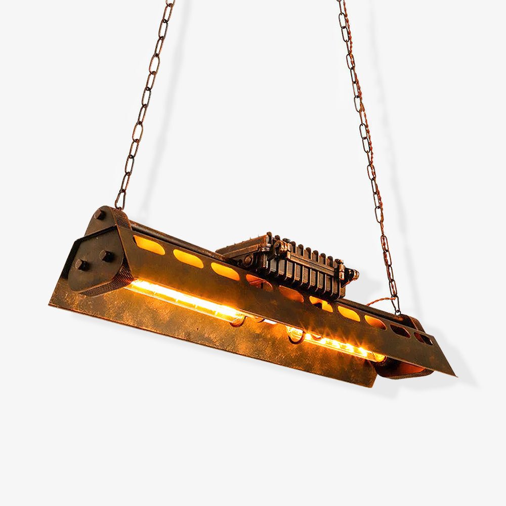 Lampadario industriale rettangolare in stile steampunk