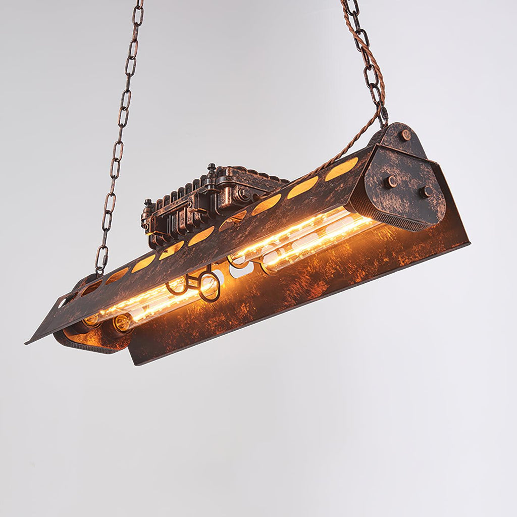 Lampadario industriale rettangolare in stile steampunk