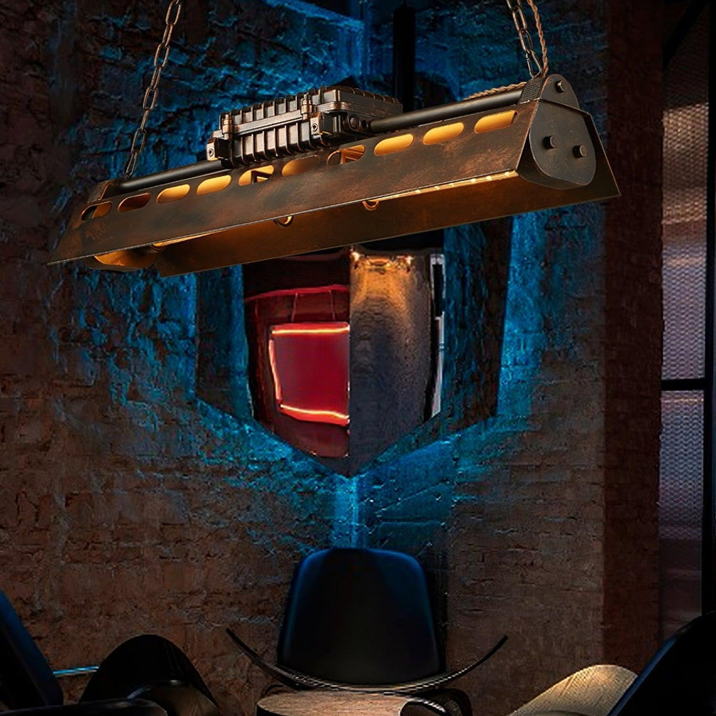 Lámpara de araña industrial steampunk Noah — iluminación cálida vintage