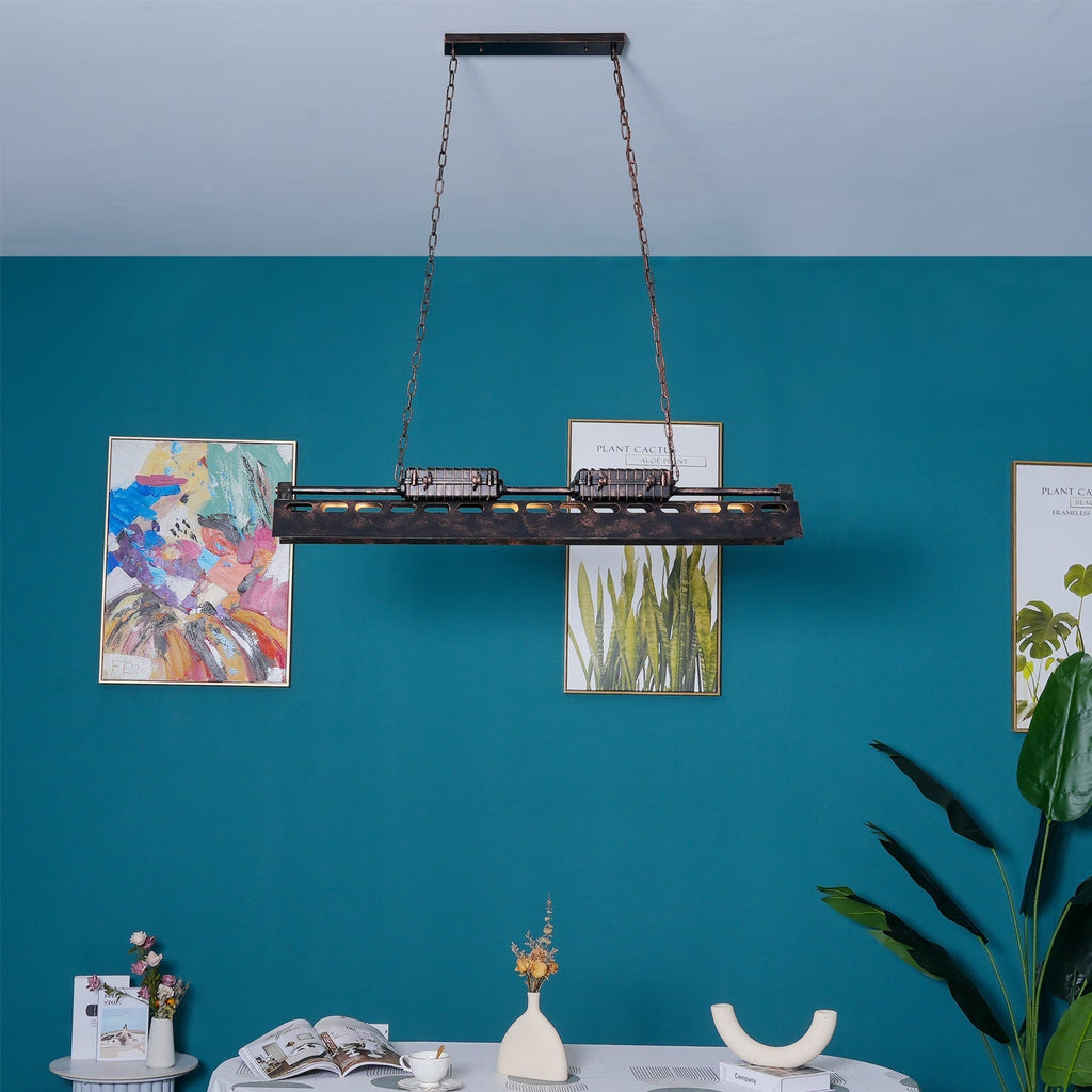 Lampadario industriale rettangolare in stile steampunk