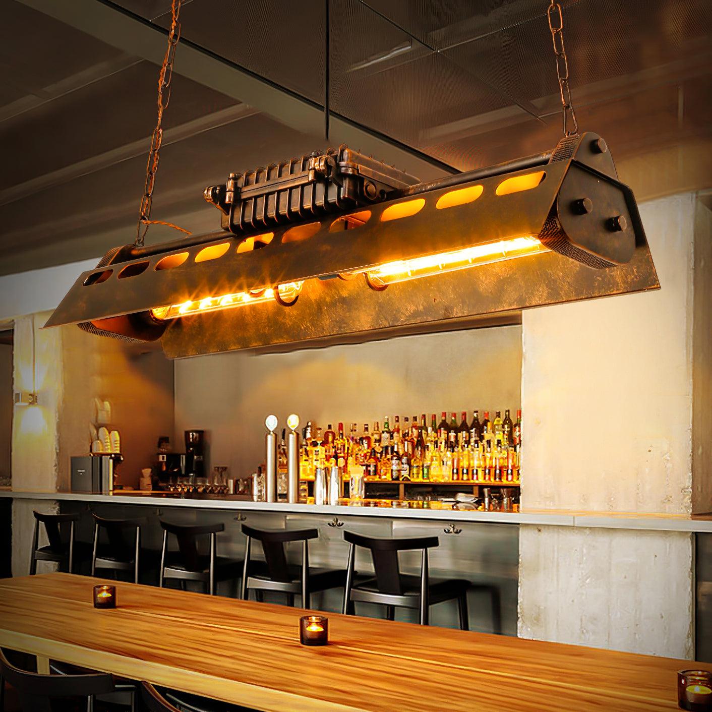 Lampadario industriale rettangolare in stile steampunk