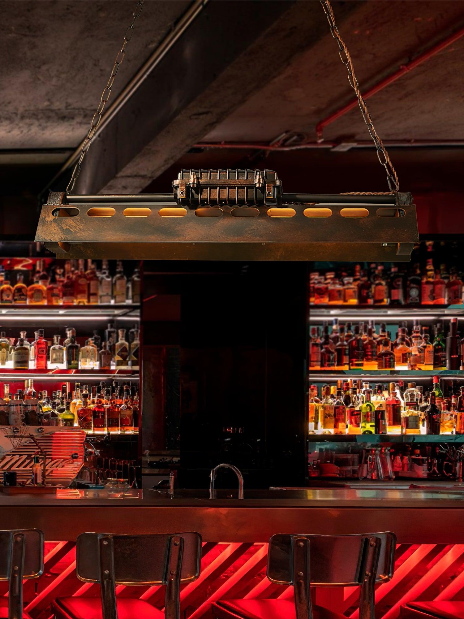 Lampadario industriale rettangolare in stile steampunk