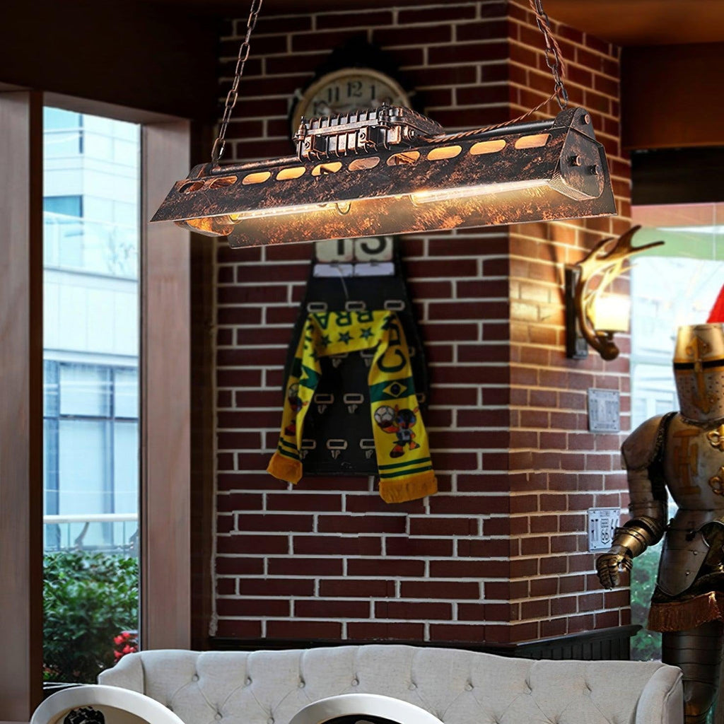 Lámpara de araña industrial steampunk Noah — iluminación cálida vintage