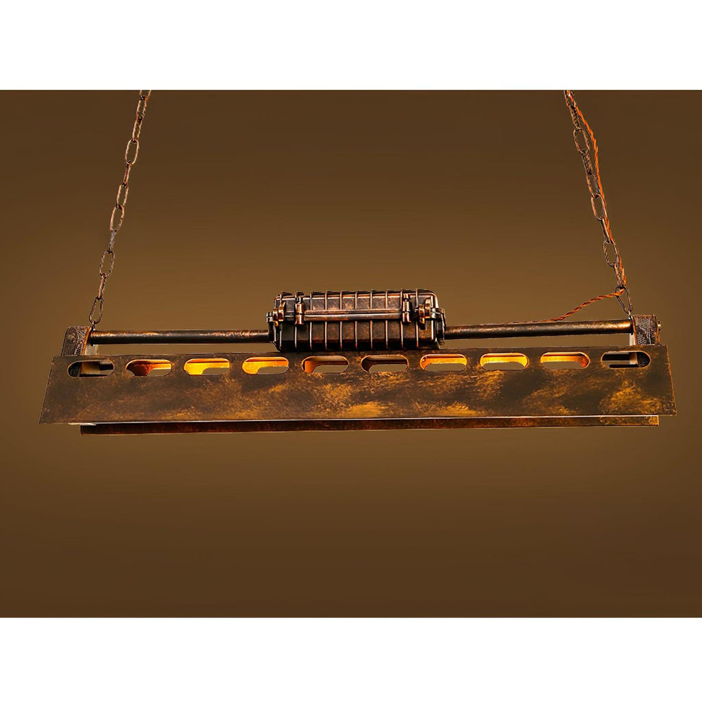 Lampadario industriale rettangolare in stile steampunk