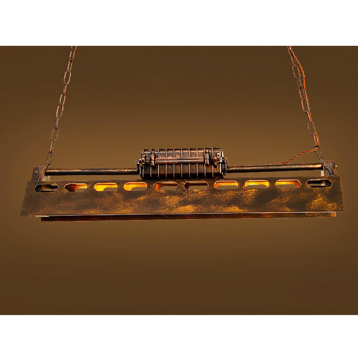 Lampadario industriale rettangolare in stile steampunk