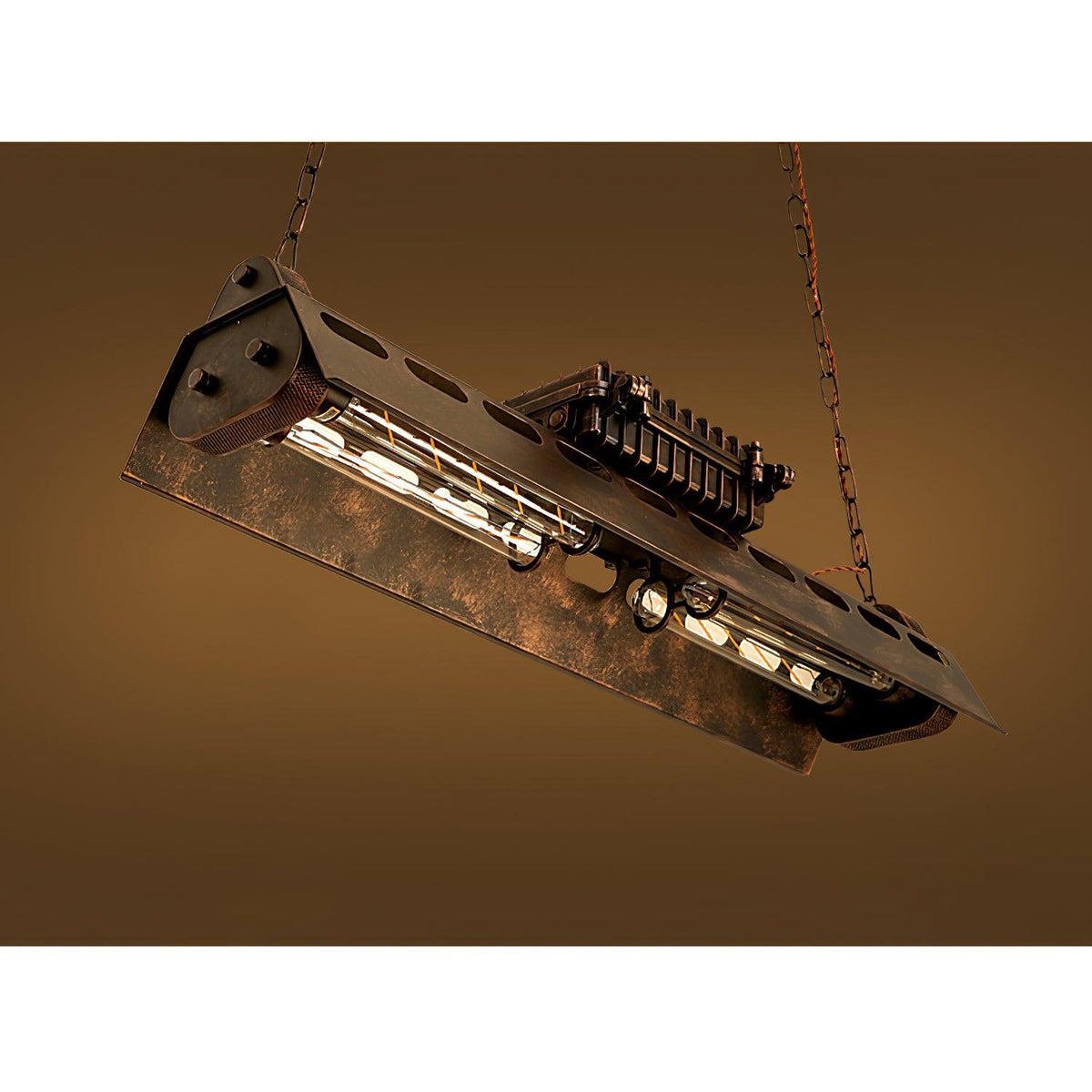 Lampadario industriale rettangolare in stile steampunk