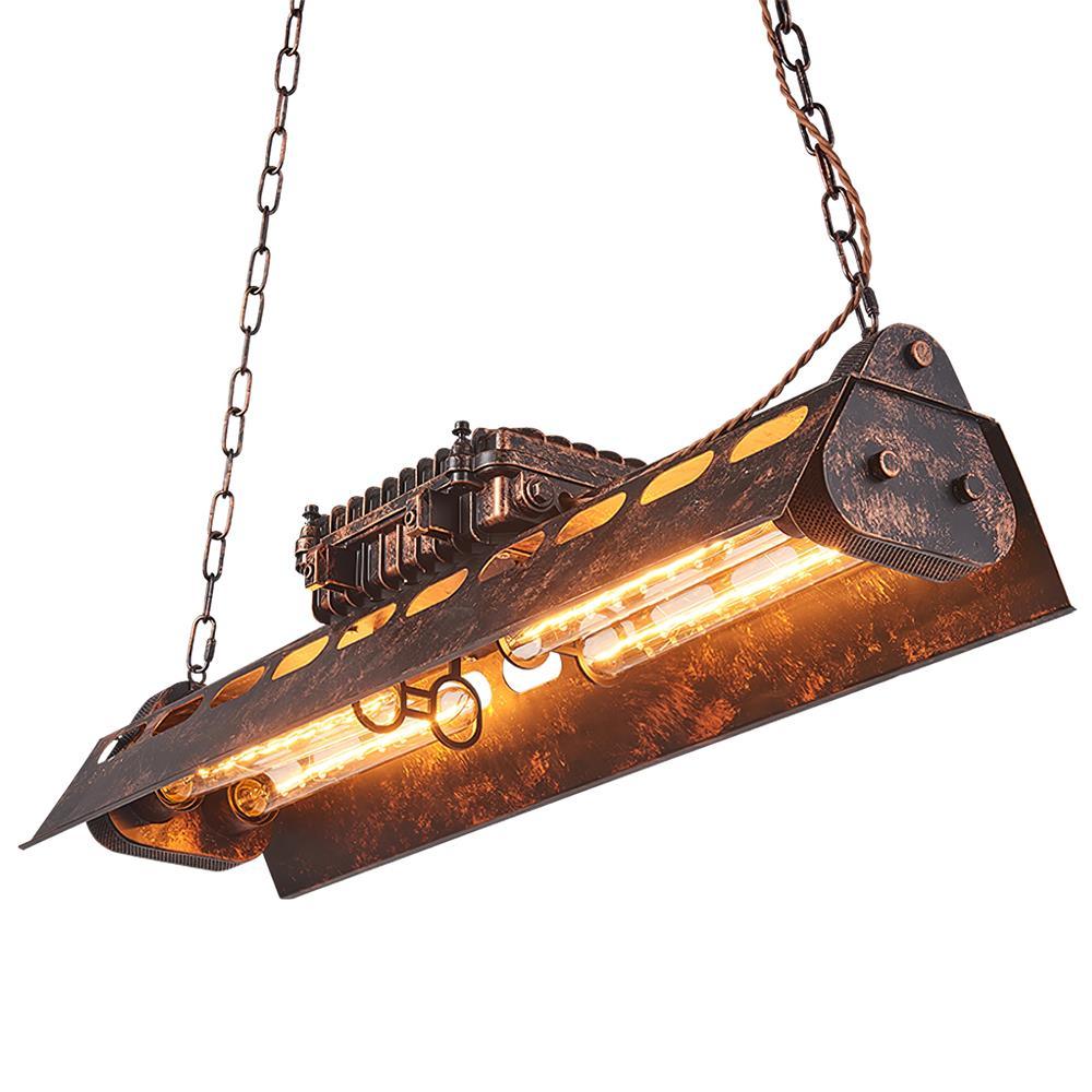 Lampadario industriale rettangolare in stile steampunk