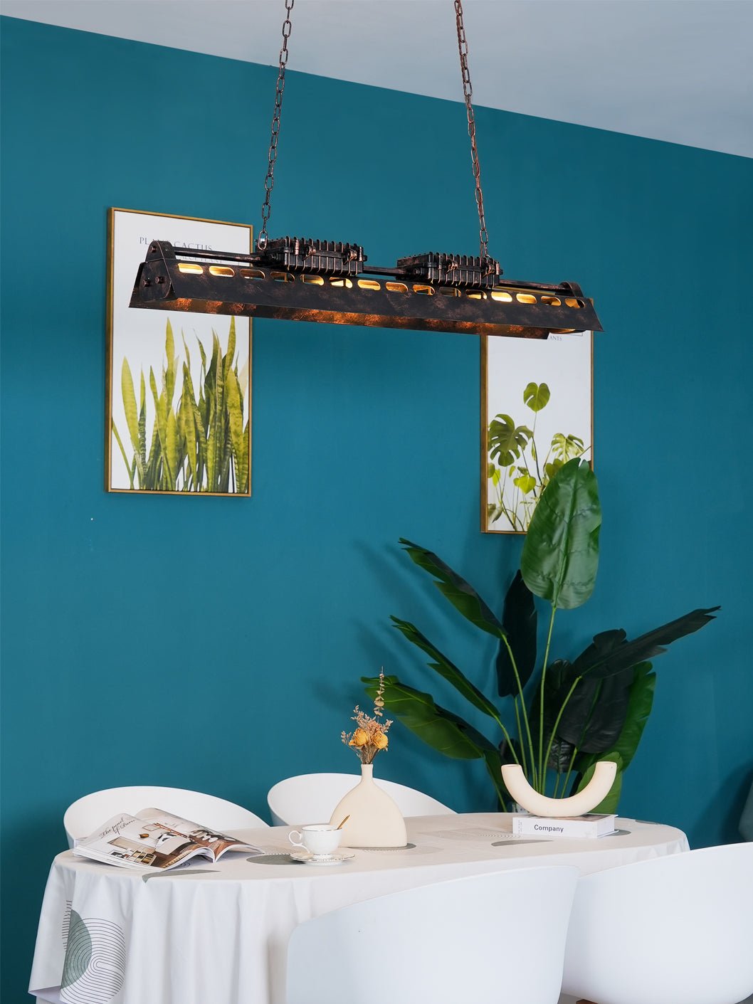 Lampadario industriale rettangolare in stile steampunk