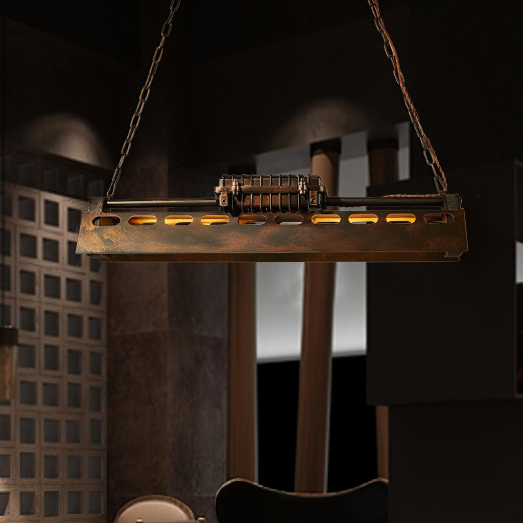 Lampadario industriale rettangolare in stile steampunk