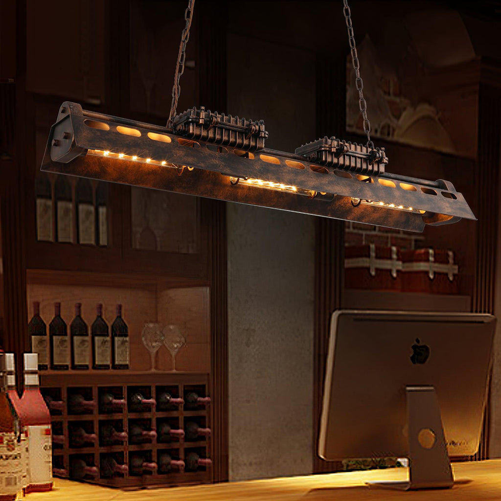 Lampadario industriale rettangolare in stile steampunk
