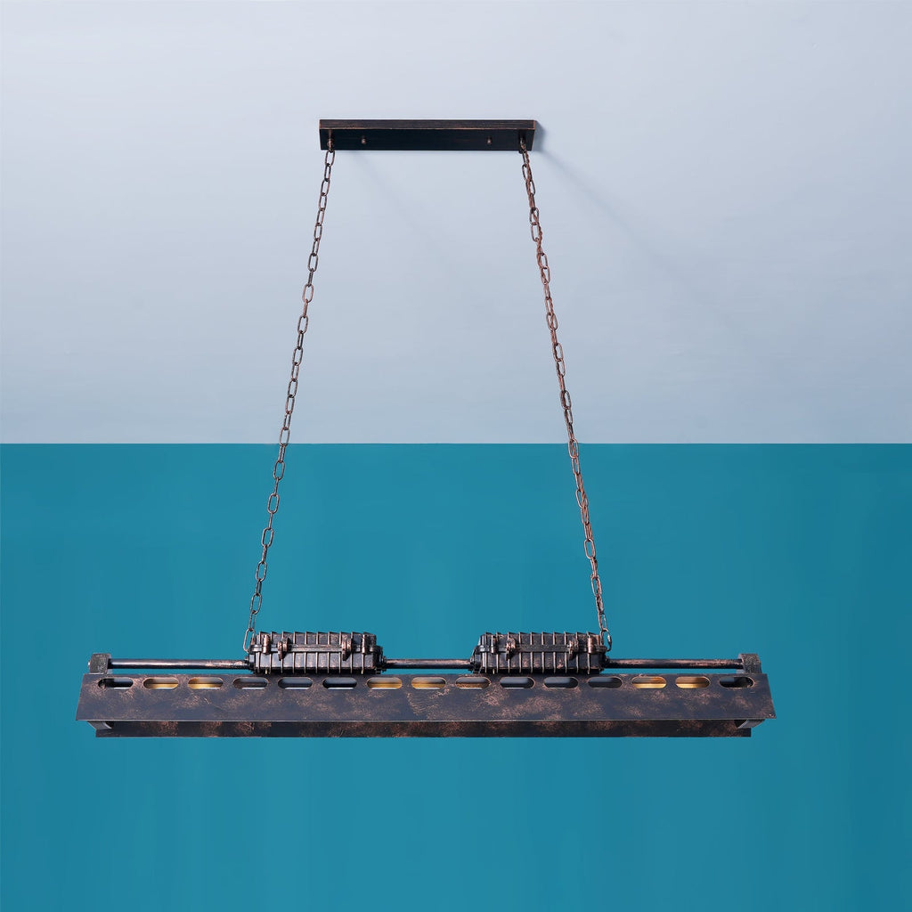 Lampadario industriale rettangolare in stile steampunk