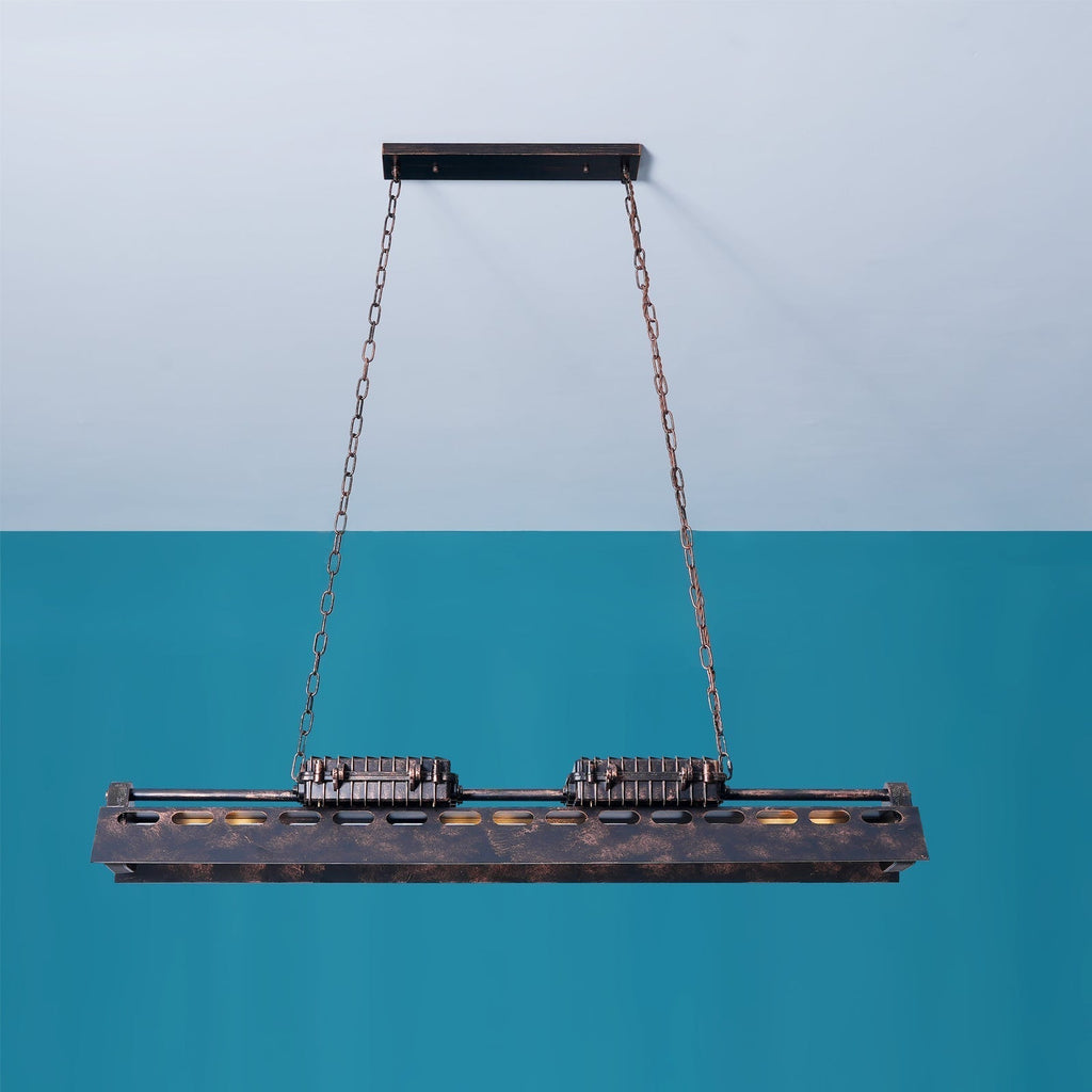 Lámpara de araña industrial steampunk Noah — iluminación cálida vintage