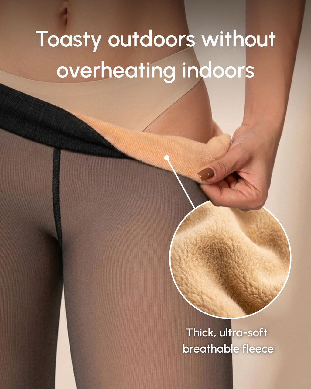 Collants transparents doublés de polaire – Thermiques, bande gainante taille haute, 4 teintes