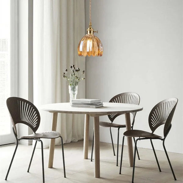 Lampă suspendată retro din sticlă Harueno florală cu soclu E27