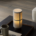 Japanese Style Silk Table Lamp with Wooden Base by Kiyora | Orntli