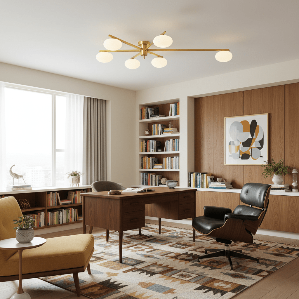مصباح سقفي جاسبر — تصميم منخفض الارتفاع، ومصابيح بيضاوية من الزجاج الأبيض
