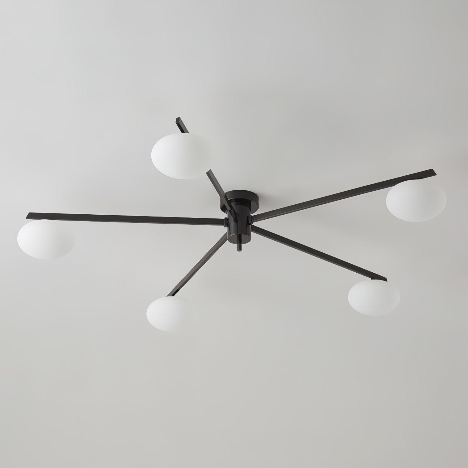 مصباح سقفي جاسبر — تصميم منخفض الارتفاع، ومصابيح بيضاوية من الزجاج الأبيض