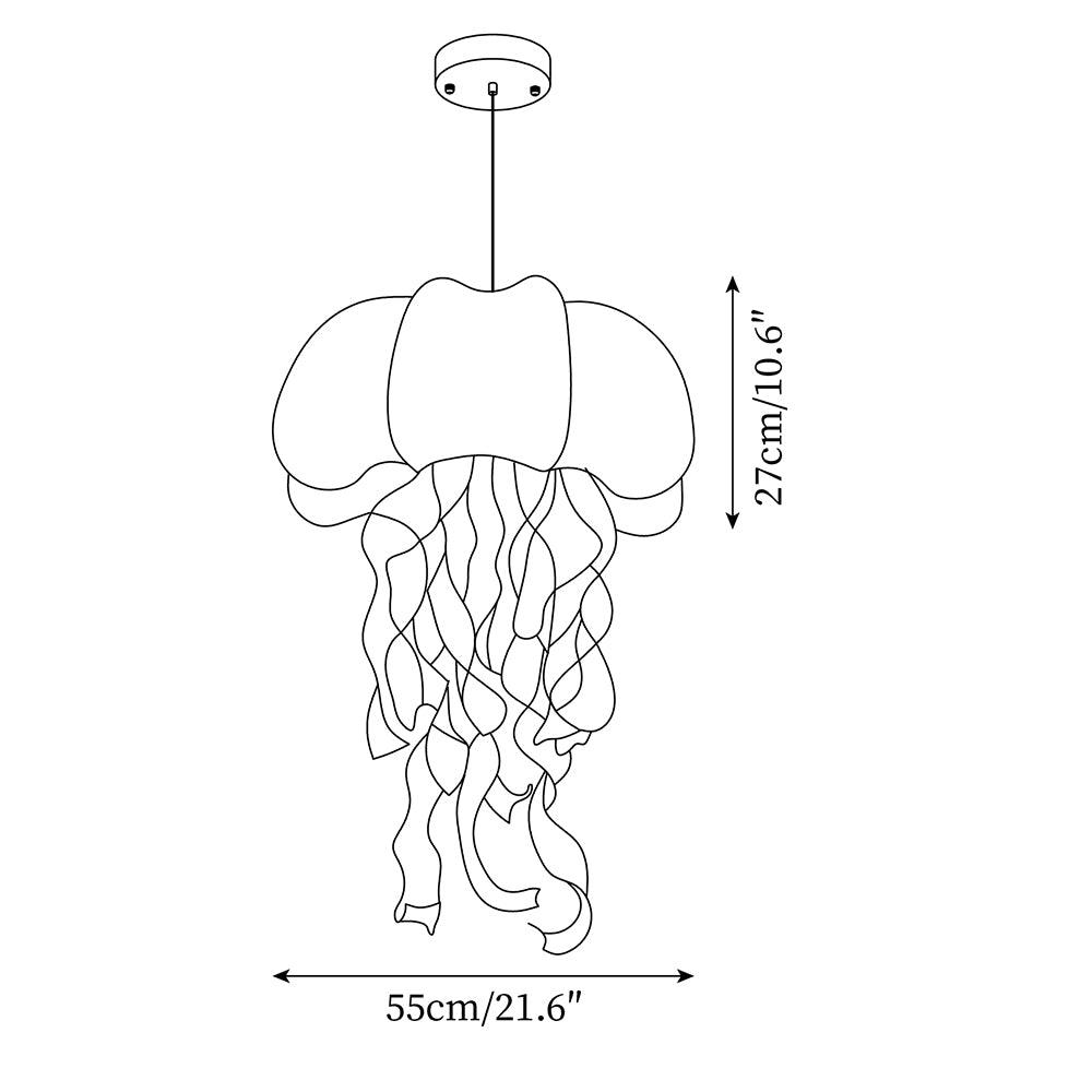 Lampada a sospensione a medusa — Design con nastri iridescenti