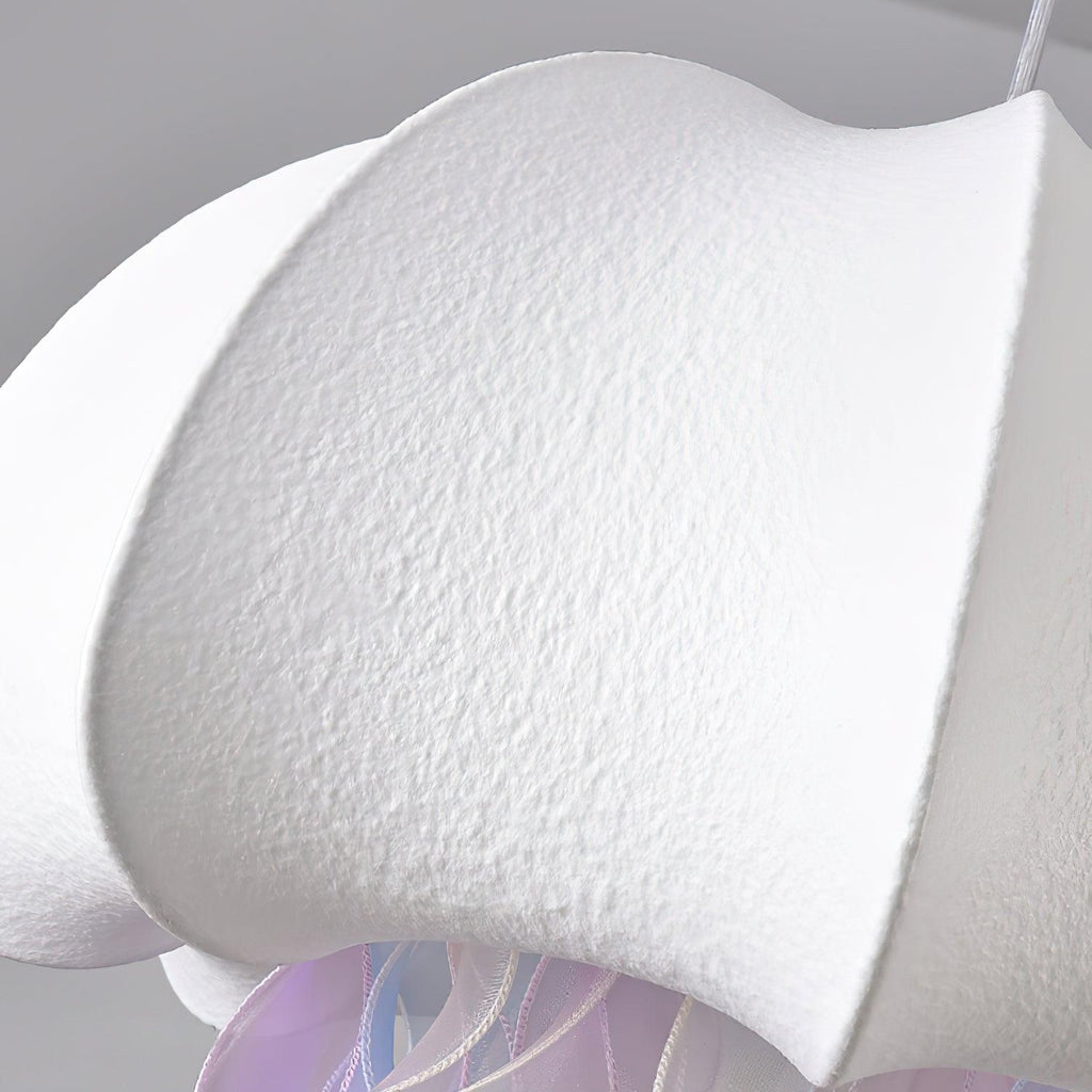 Lampada a sospensione a medusa — Design con nastri iridescenti