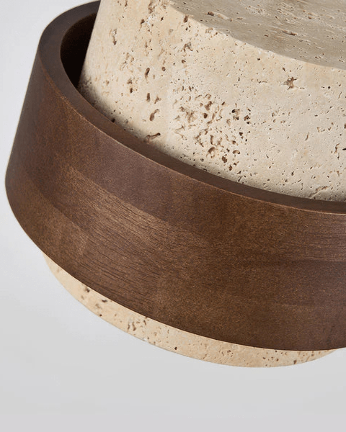 Orinelle Travertine Pendant Light Compact Walnut Wood