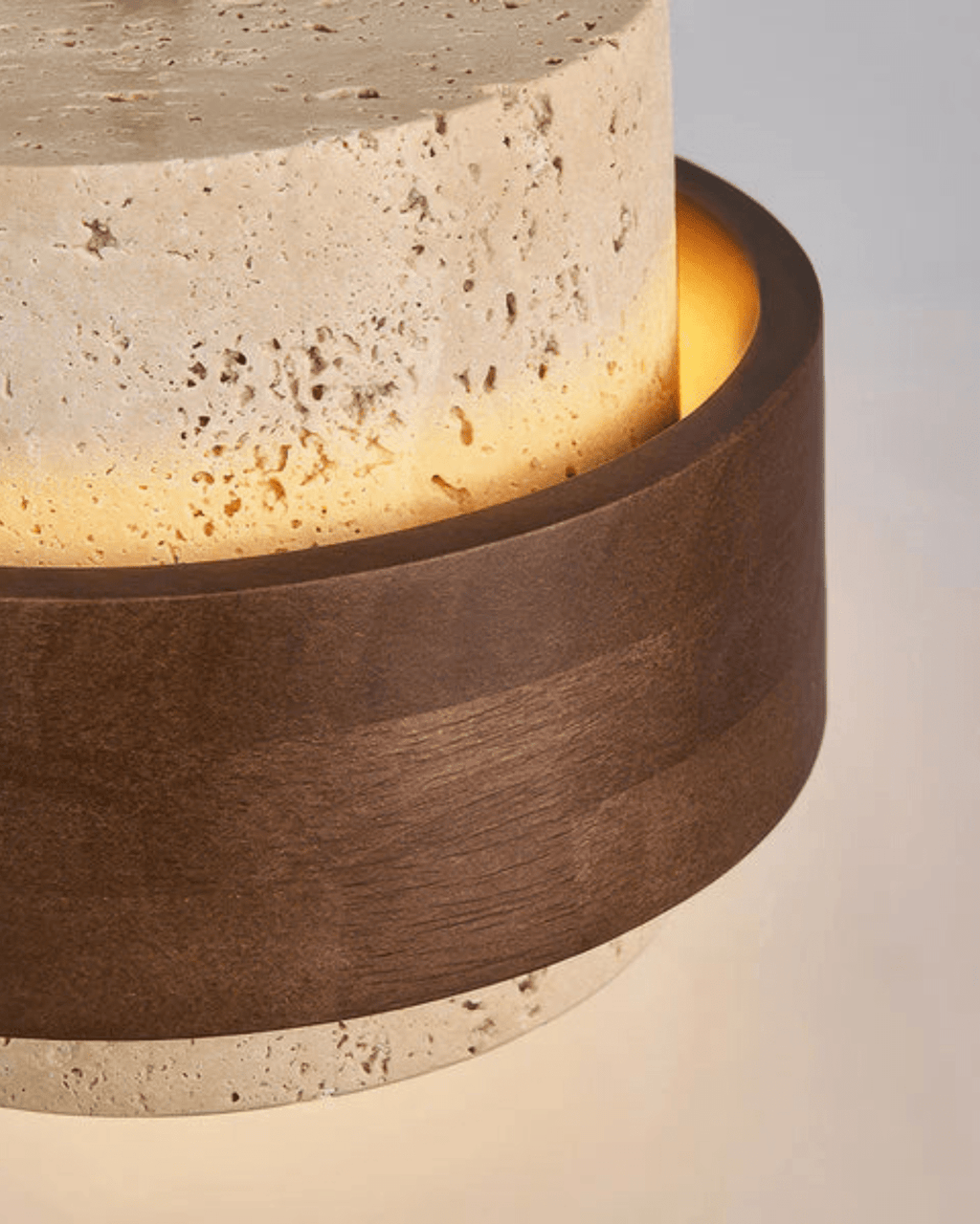 Orinelle Travertine Pendant Light Compact Walnut Wood