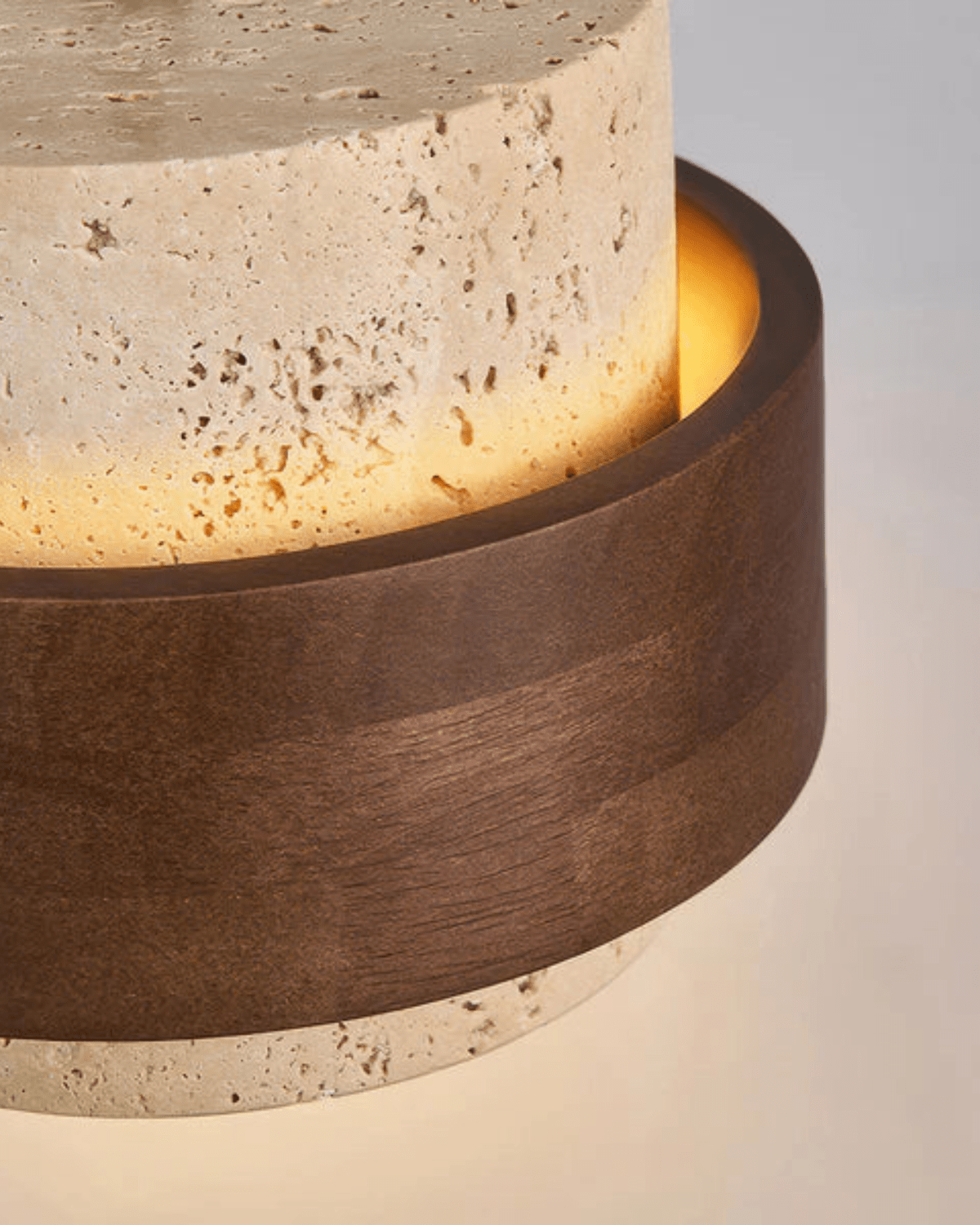 Orinelle Travertine Pendant Light Compact Walnut Wood