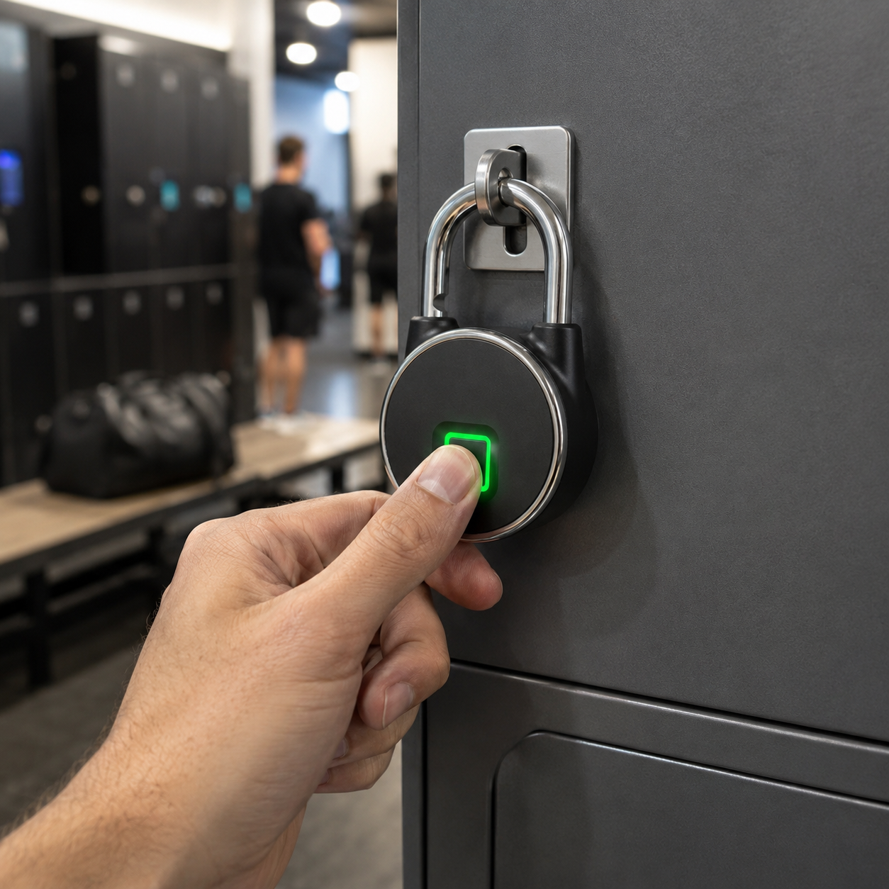 قفل بصمة الإصبع - بيومتري وبلوتوث - IP65 - 10 بصمات أصابع - قابل لإعادة الشحن عبر USB
