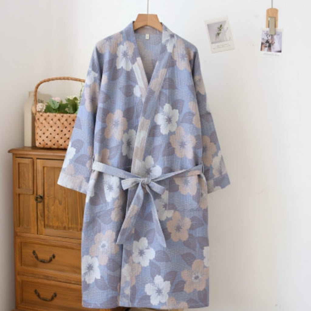 Organický bavlněný kimono župan s prodyšnou gáziovou látkou