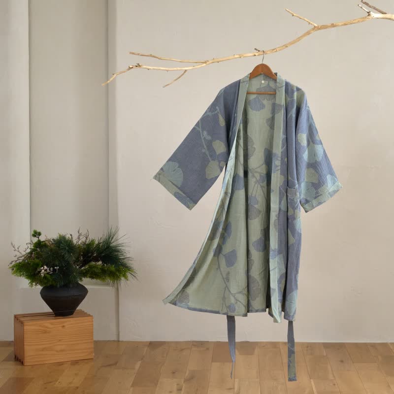 Organický bavlněný kimono župan s prodyšnou gáziovou látkou